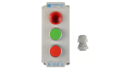 ⁨Kaseta sterownicza 3-otworowa z przyciskami zielony/czerwony + lampka sygnalizacyjna IP65 ST22K3\05-1⁩ w sklepie Wasserman.eu