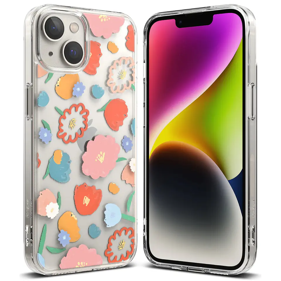 ⁨Ringke Fusion Design pancerne etui pokrowiec z żelową ramką iPhone 14 Plus przezroczysty (Floral) (FD637E31)⁩ w sklepie Wasserman.eu