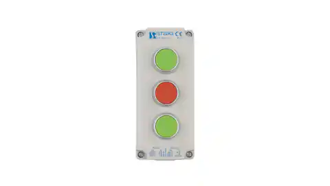 ⁨Control station 3-hole with buttons green/red/green IP65 ST22K3\02-1⁩ at Wasserman.eu