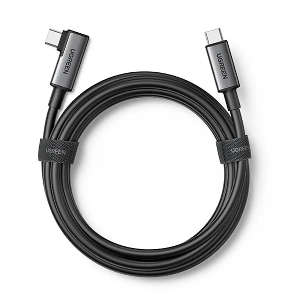 ⁨Ugreen kabel kątowy USB Typ C - USB Typ C do ładowania 60W / transmisji danych z obsługą gogli VR (np. Oculus Quest 2) 5m czarny (US551)⁩ w sklepie Wasserman.eu