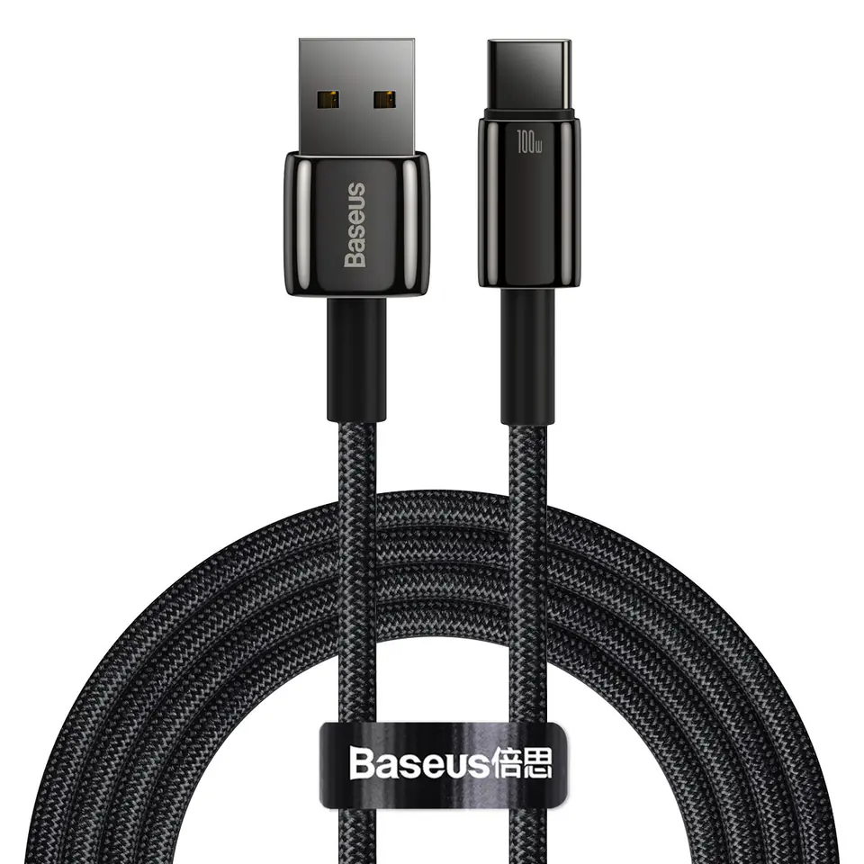 ⁨Mocny przewód kabel Tungsten Gold USB - USB-C 480Mb/s 100W 2m czarny⁩ w sklepie Wasserman.eu