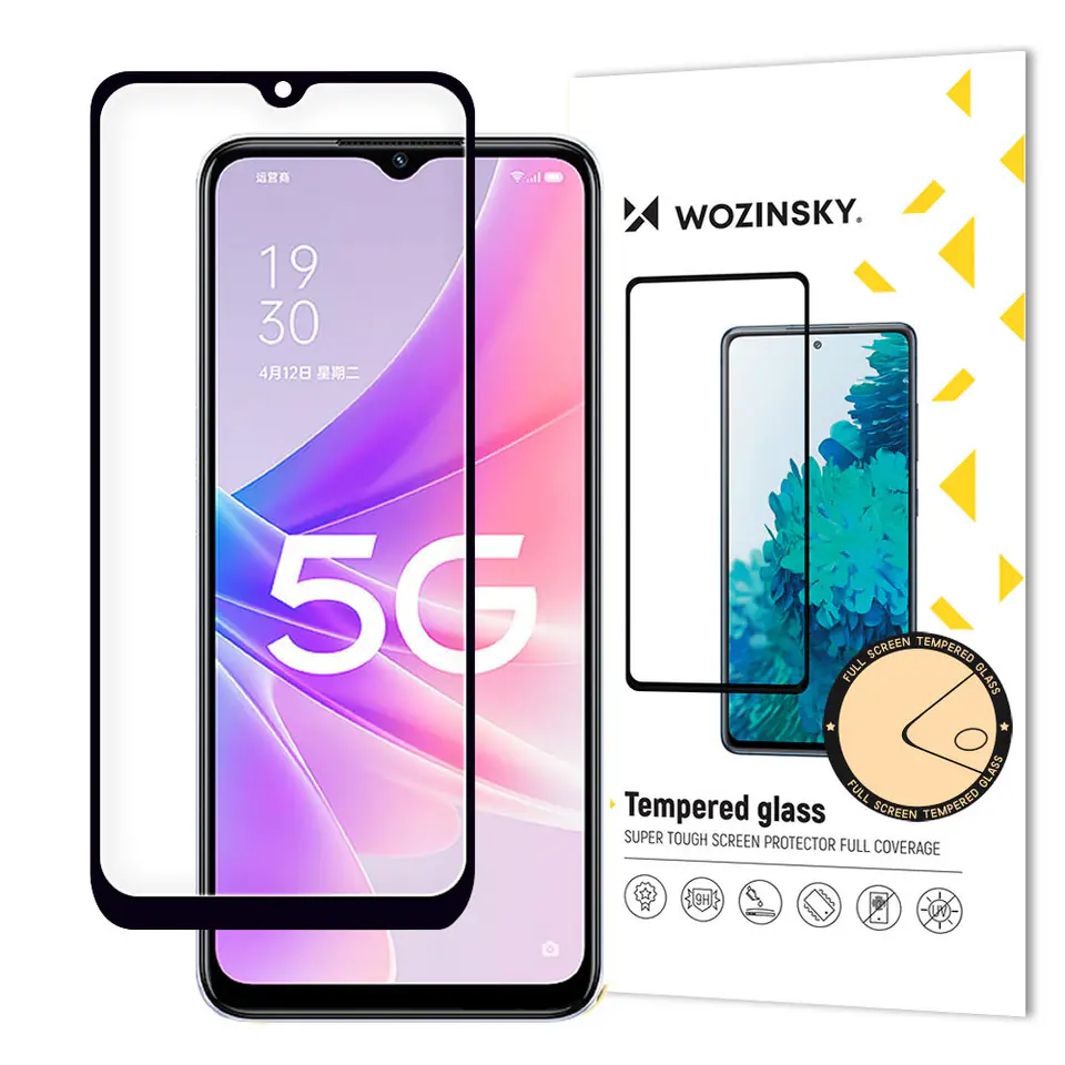 ⁨Wozinsky Full Glue szkło hartowane Oppo A77 4G / A57 4G / A57s / A57e na cały ekran z ramką czarny (case friendly)⁩ w sklepie Wasserman.eu