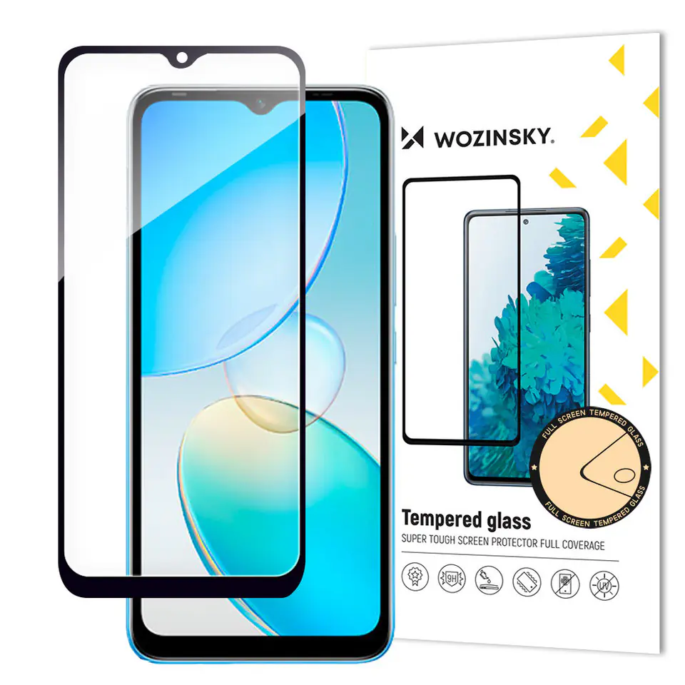 ⁨Wozinsky Full Glue szkło hartowane Infinix Hot 12i na cały ekran z ramką czarny (case friendly)⁩ w sklepie Wasserman.eu