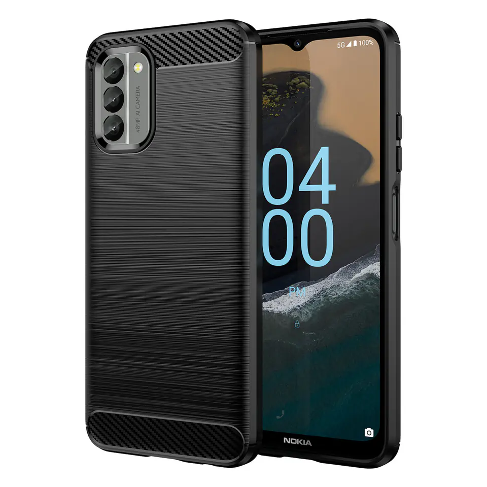 ⁨Carbon Case etui Nokia G400 elastyczny silikonowy karbonowy pokrowiec czarne⁩ w sklepie Wasserman.eu