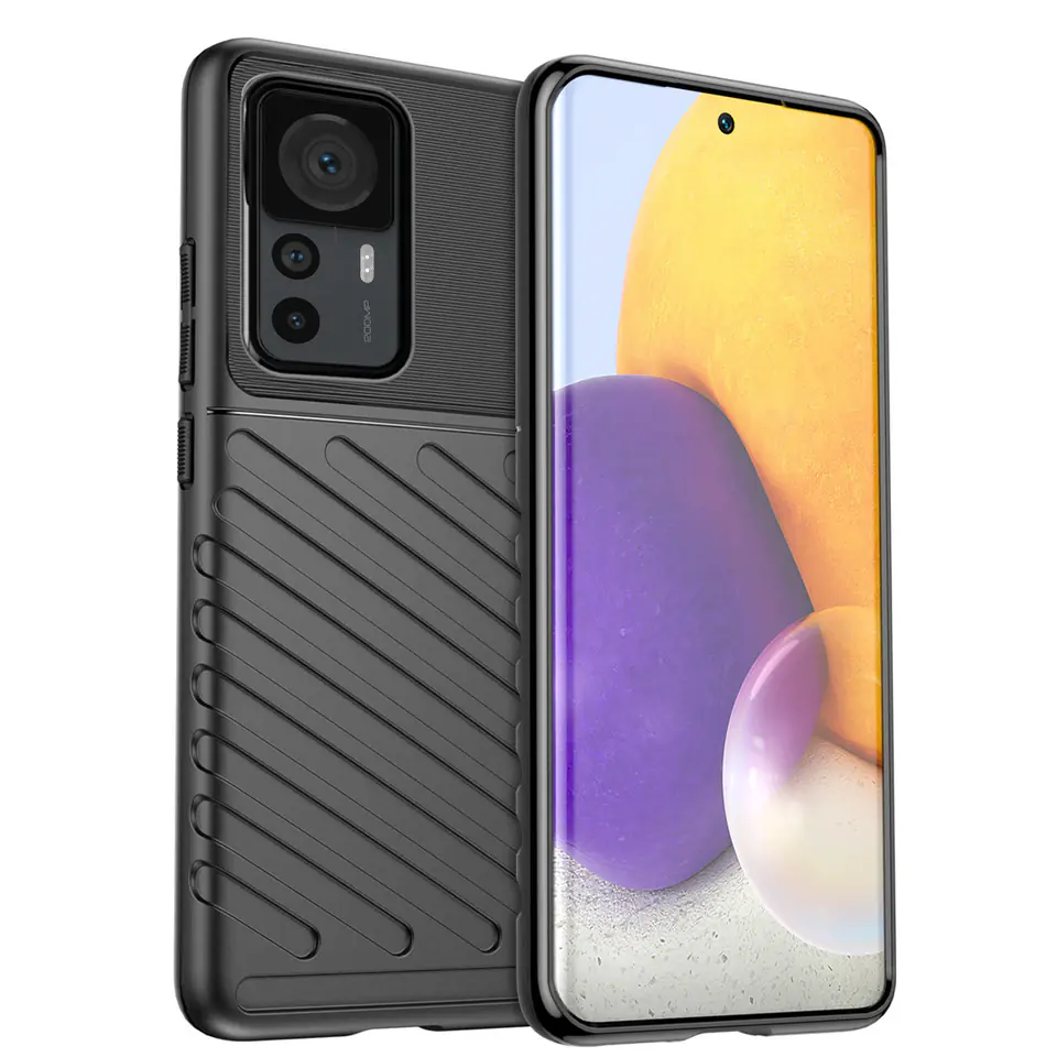 ⁨Thunder Case etui Xiaomi 12T Pro / Xiaomi 12T silikonowy pancerny pokrowiec czarne⁩ w sklepie Wasserman.eu