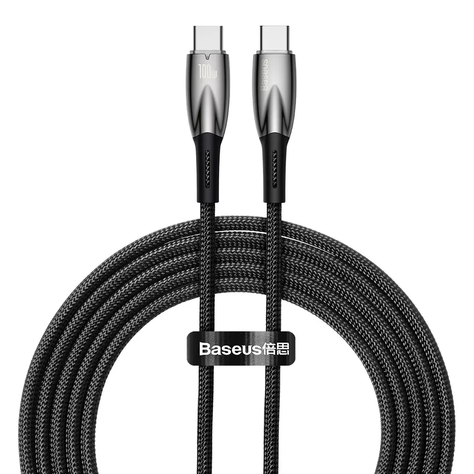 ⁨Baseus Glimmer Series kabel do szybkiego ładowania USB-C 480Mb/s PD 100W 2m czarny⁩ w sklepie Wasserman.eu