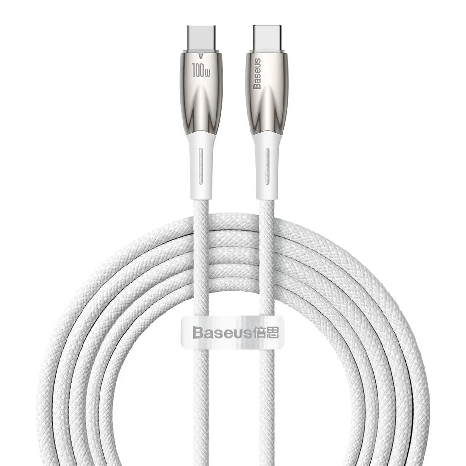 ⁨Kabel przewód do szybkiego ładowania Glimmer Series USB-C 480Mb/s PD 100W 2m biały⁩ w sklepie Wasserman.eu