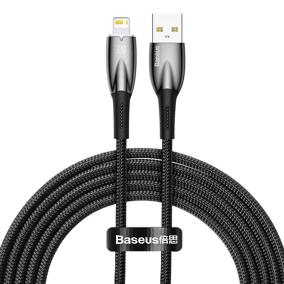 ⁨USB cable for Lightning Baseus Glimmer, 2.4A, 2m (black)⁩ at Wasserman.eu