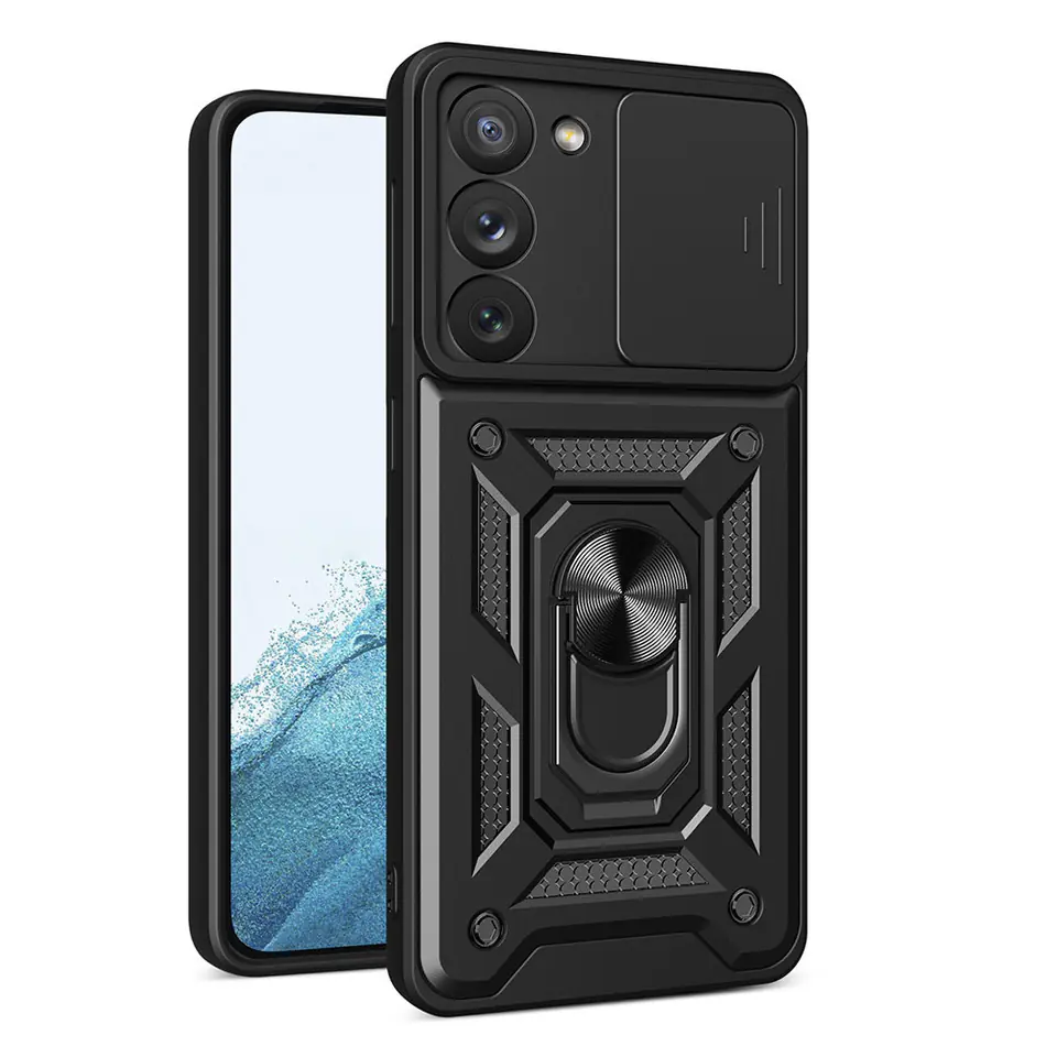 ⁨Hybrid Armor Camshield etui do Samsung Galaxy S23 pancerny pokrowiec z osłoną na aparat czarne⁩ w sklepie Wasserman.eu