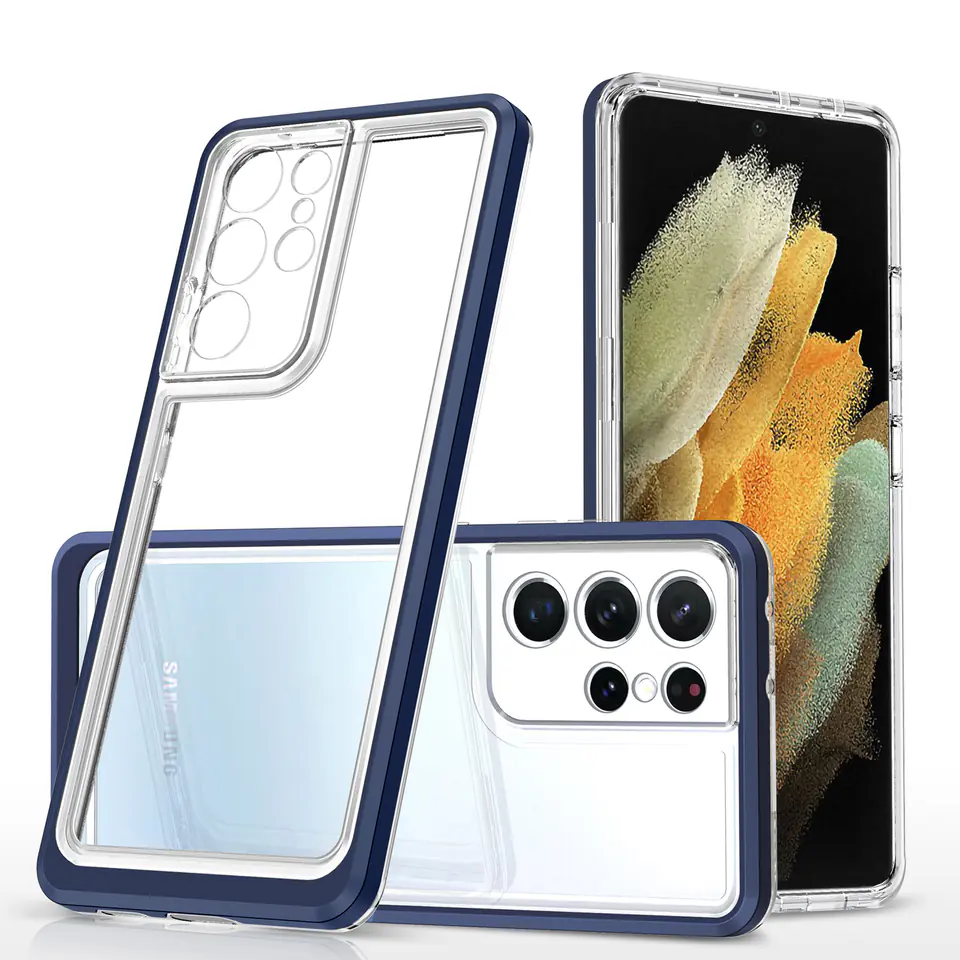 ⁨Clear 3in1 etui do Samsung Galaxy S23 Ultra silikonowy pokrowiec z ramką niebieskie⁩ w sklepie Wasserman.eu