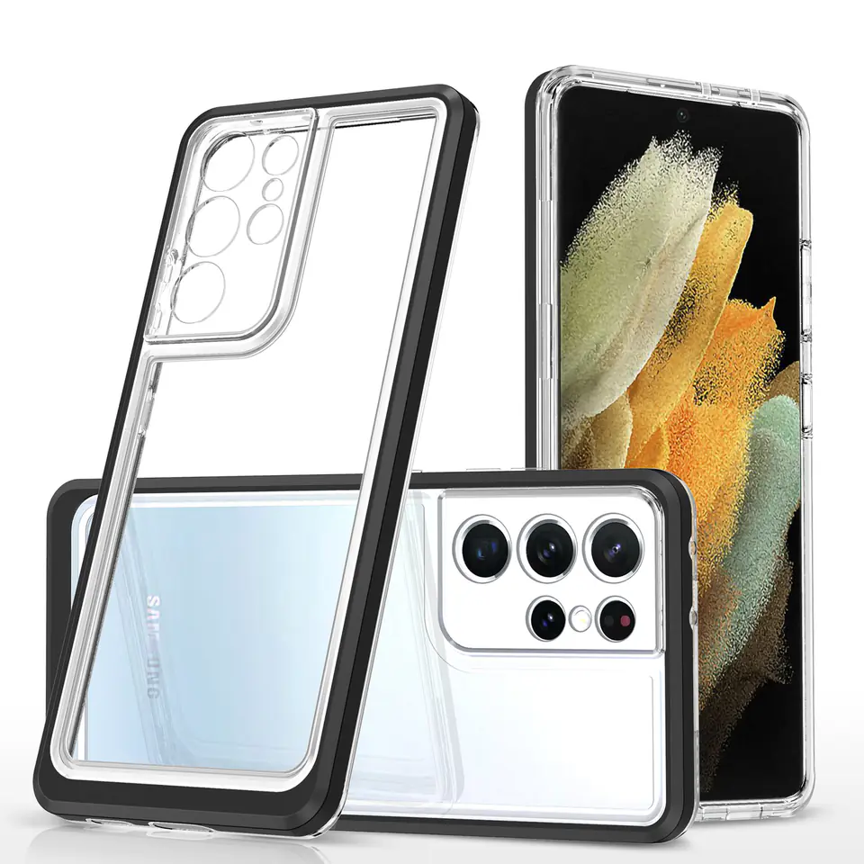 ⁨Clear 3in1 etui do Samsung Galaxy S23 Ultra silikonowy pokrowiec z ramką czarne⁩ w sklepie Wasserman.eu