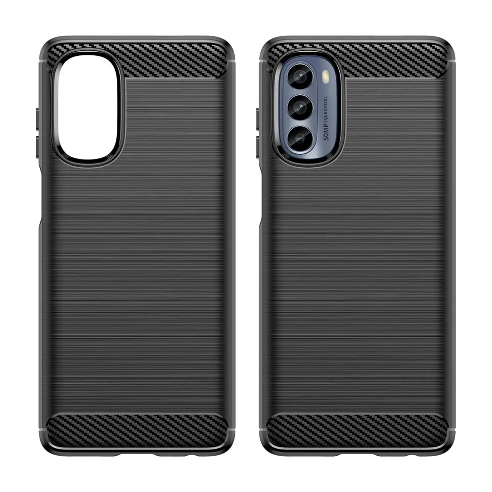 ⁨Carbon Case etui do Motorola Moto G62 5G elastyczny silikonowy karbonowy pokrowiec czarne⁩ w sklepie Wasserman.eu