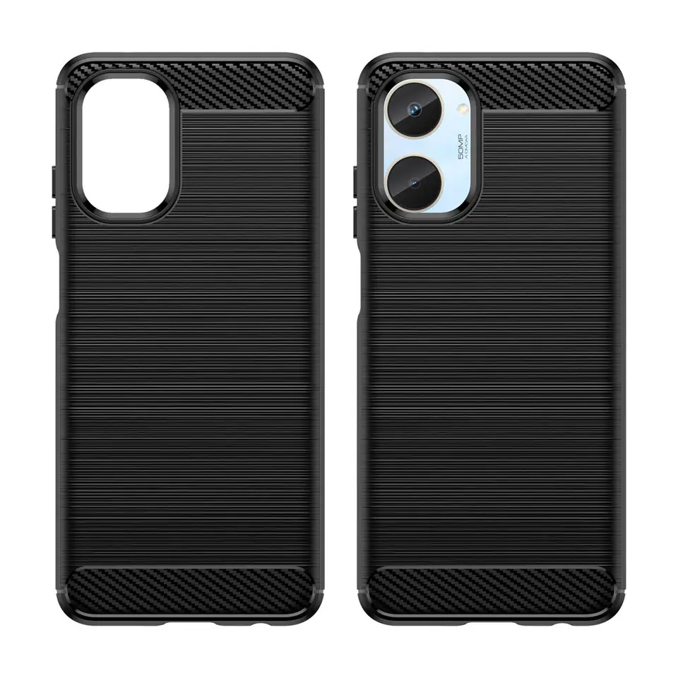 ⁨Carbon Case etui do Realme 10 elastyczny silikonowy karbonowy pokrowiec czarne⁩ w sklepie Wasserman.eu