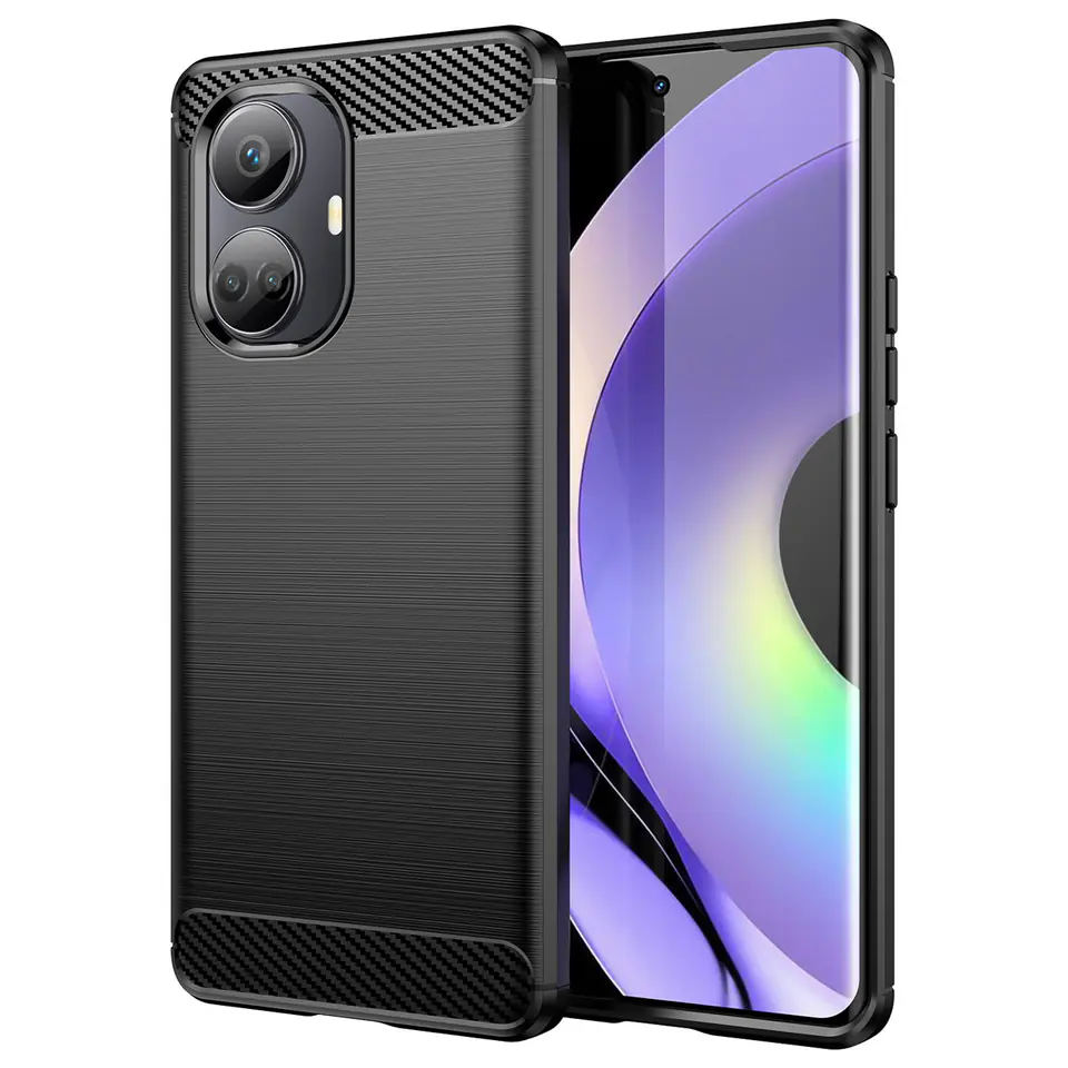 ⁨Carbon Case etui do Realme 10 Pro elastyczny silikonowy karbonowy pokrowiec czarne⁩ w sklepie Wasserman.eu