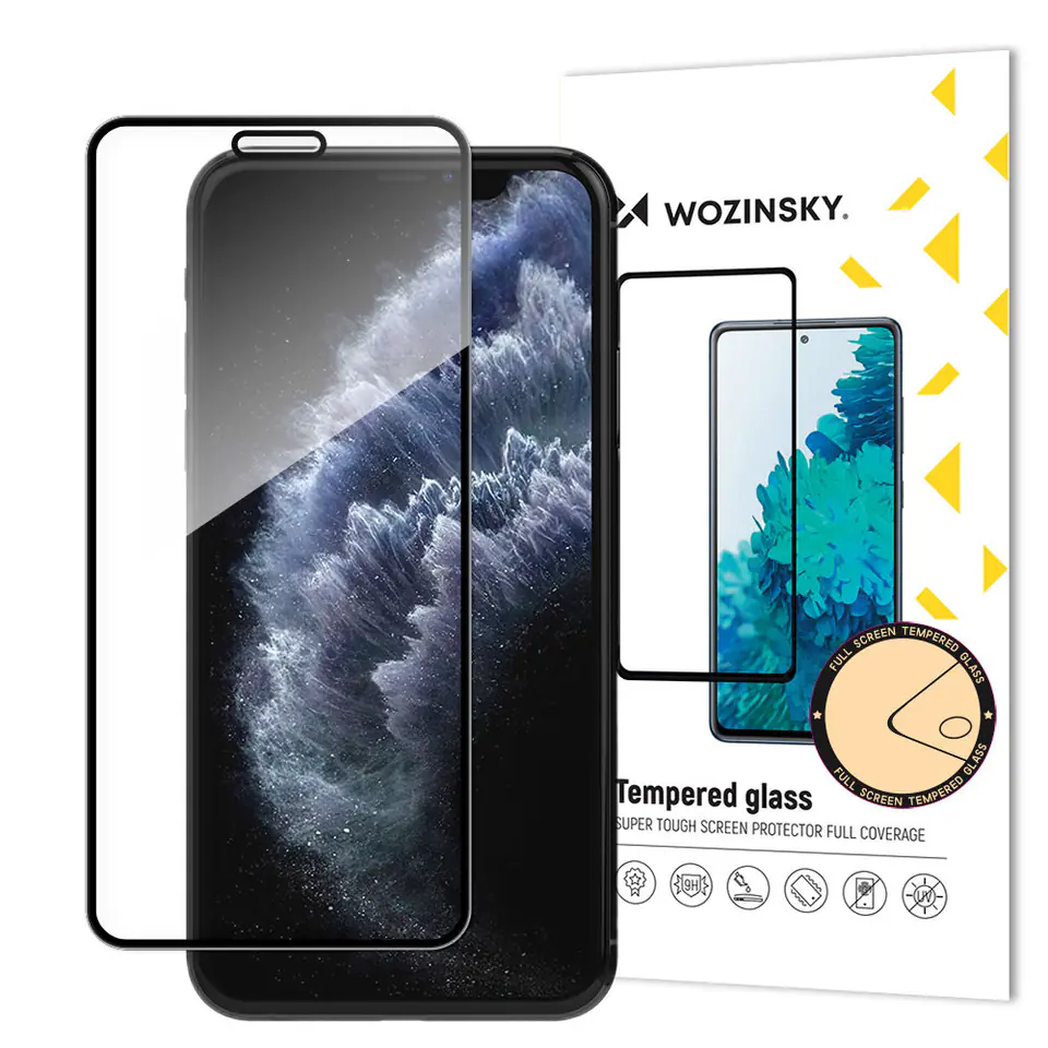 ⁨Wozinsky super wytrzymałe szkło hartowane Full Glue na cały ekran z ramką Case Friendly Apple iPhone 11 Pro / iPhone XS / iPhone X czarny⁩ w sklepie Wasserman.eu