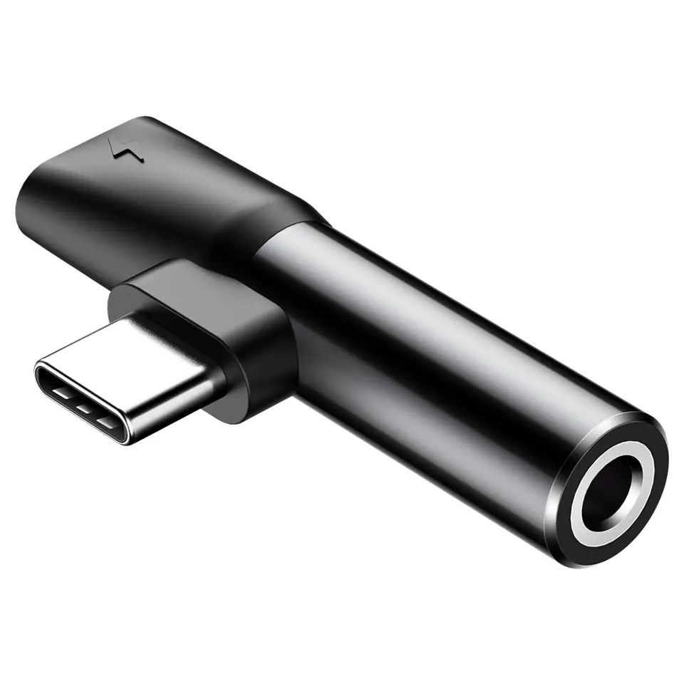 ⁨Baseus USB-C to Audio Mini Jack 3.5mm + USB-C Angled Adapter L41 Black⁩ at Wasserman.eu