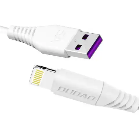 ⁨Dudao przewód kabel USB / Lightning 5A 1m biały (L2L 1m white)⁩ w sklepie Wasserman.eu