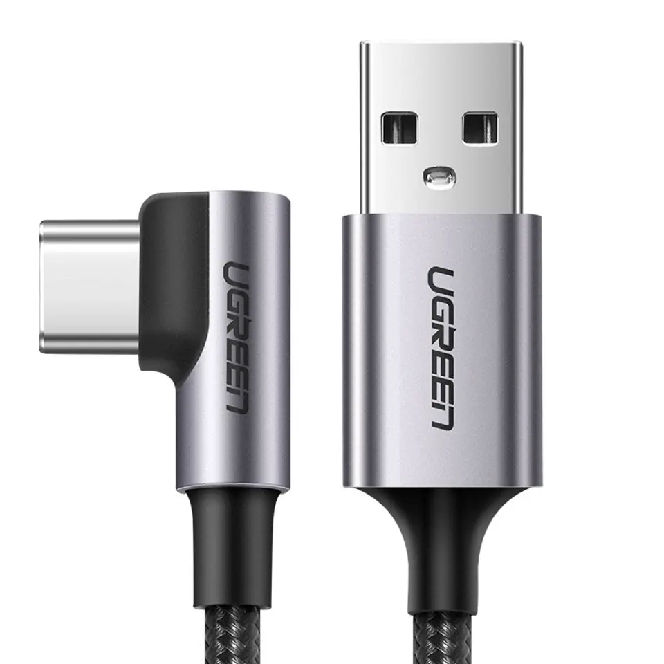 ⁨USB to USB-C Cable angled UGREEN 3A Quick Charge 3.0 1m (black)⁩ at Wasserman.eu