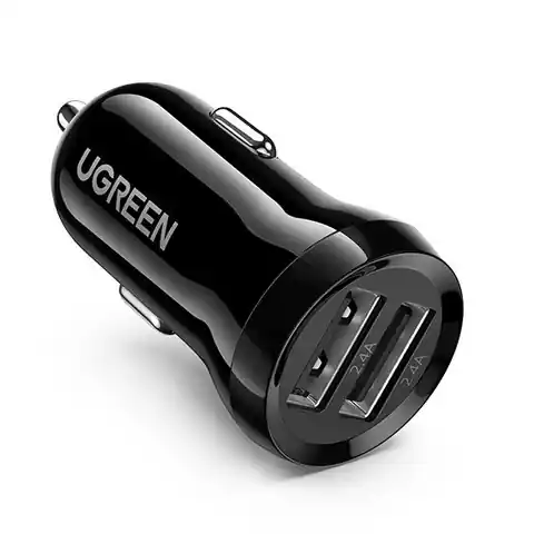 ⁨Car charger UGREEN ED018, 2x USB, 24W (black)⁩ at Wasserman.eu