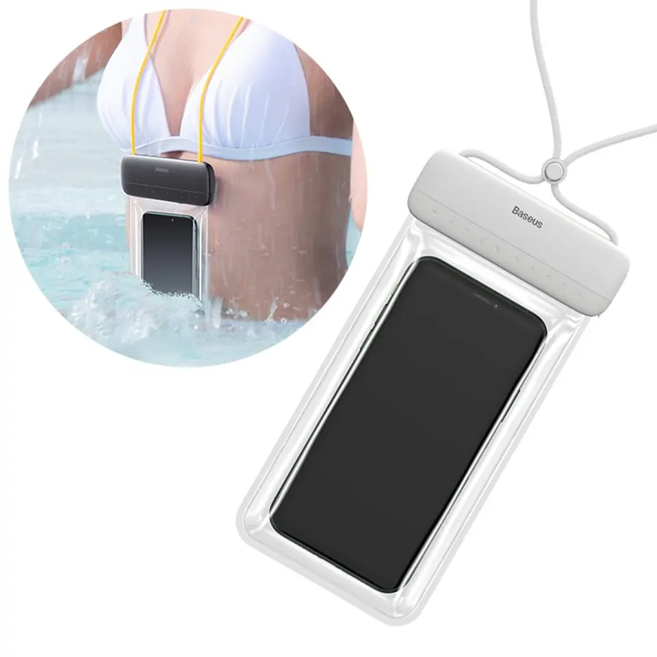 ⁨Waterproof Phone Bag (up to 7.2") Baseus Slip Cover Waterproof Bag (ACFSD-D02) white⁩ at Wasserman.eu