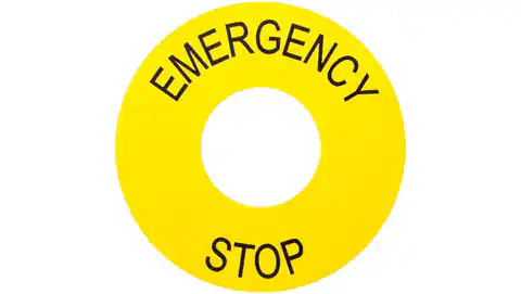 ⁨Plate of description yellow round fi60mm /EMERGENCY STOP/ ZB2BY9330⁩ at Wasserman.eu