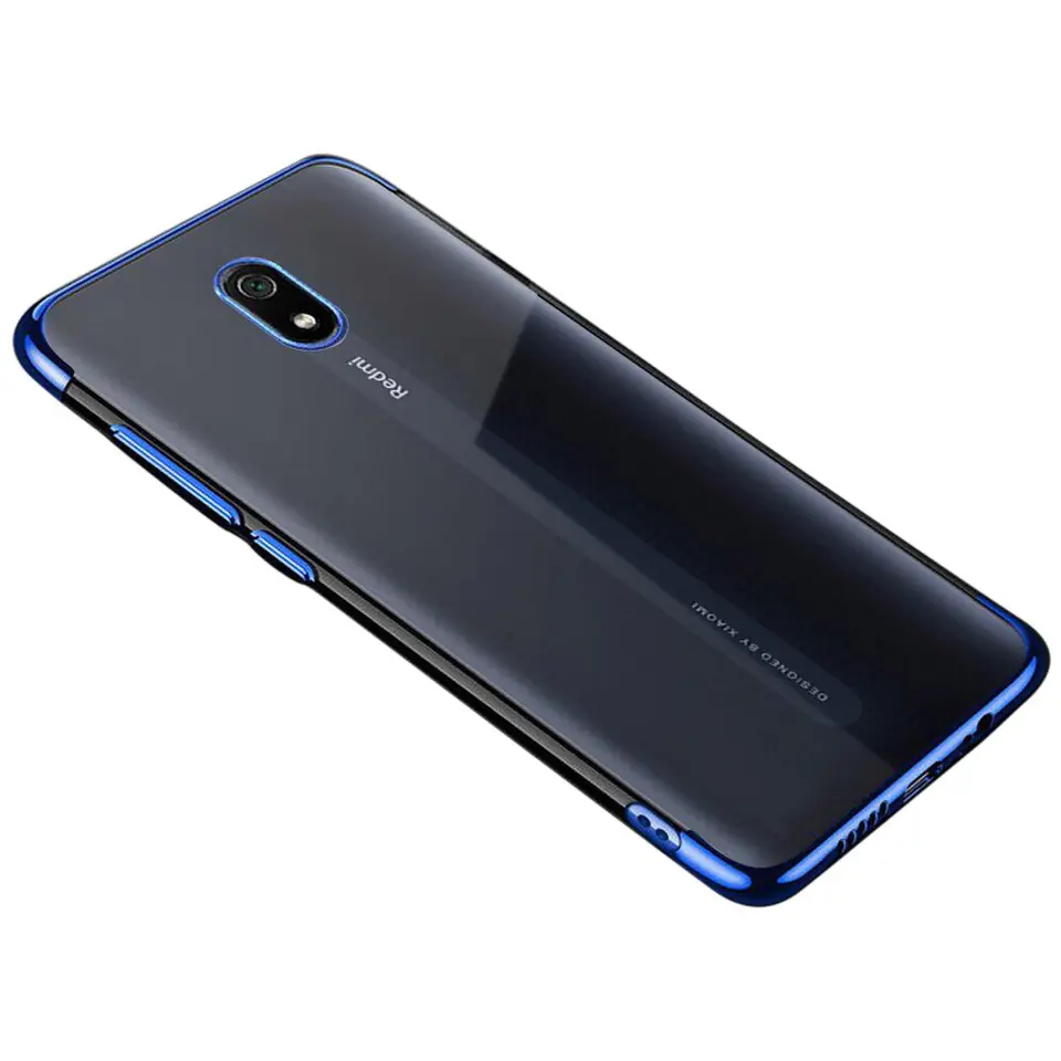⁨Clear Color case żelowy pokrowiec etui z metaliczną ramką Xiaomi Redmi 8A niebieski⁩ w sklepie Wasserman.eu