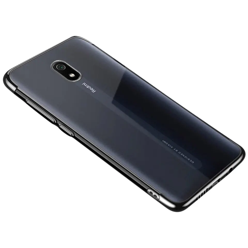 ⁨Clear Color case żelowy pokrowiec etui z metaliczną ramką Xiaomi Redmi 8A czarny⁩ w sklepie Wasserman.eu