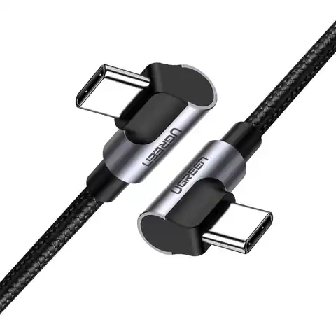 ⁨Ugreen kątowy kabel przewód z bocznym wtykiem USB Typ C - USB Typ C Power Delivery Quick Charge FCP 3 A 1 m szary (70529 US323)⁩ w sklepie Wasserman.eu