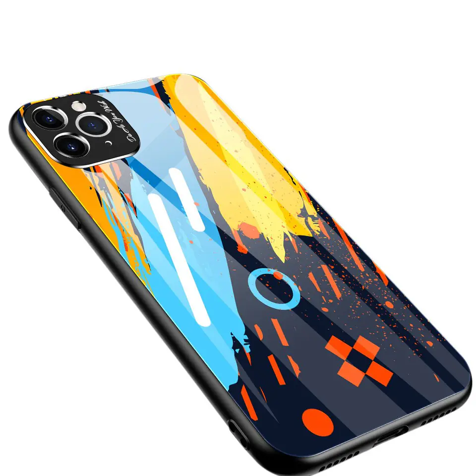 ⁨Color Glass Case etui pokrowiec nakładka ze szkła hartowanego z osłoną na aparat iPhone 11 Pro Max pattern 1⁩ w sklepie Wasserman.eu