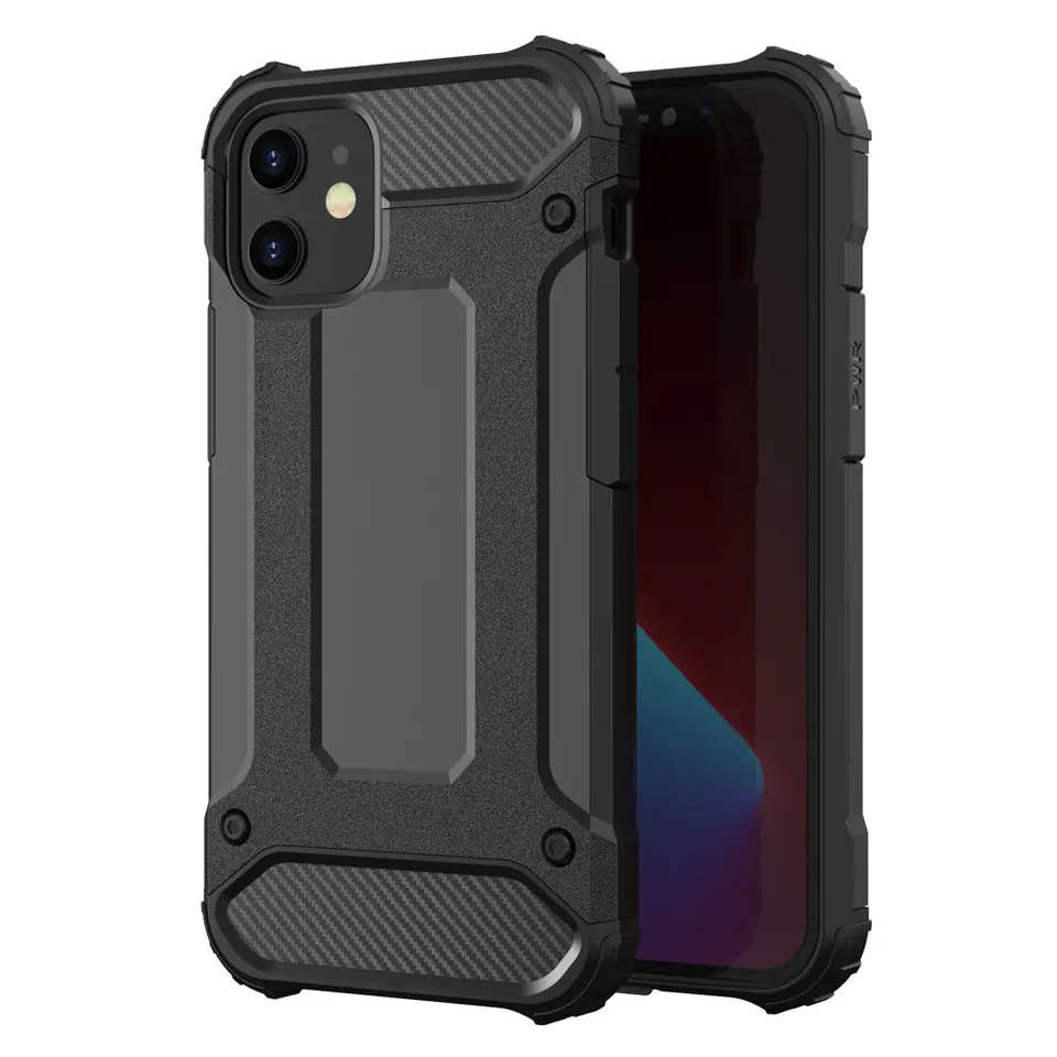 ⁨Hybrid Armor pancerne hybrydowe etui pokrowiec iPhone 12 Pro Max czarny⁩ w sklepie Wasserman.eu