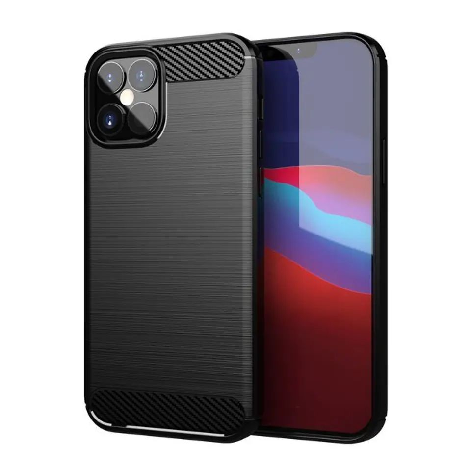 ⁨Carbon Case elastyczne etui pokrowiec iPhone 12 mini czarny⁩ w sklepie Wasserman.eu