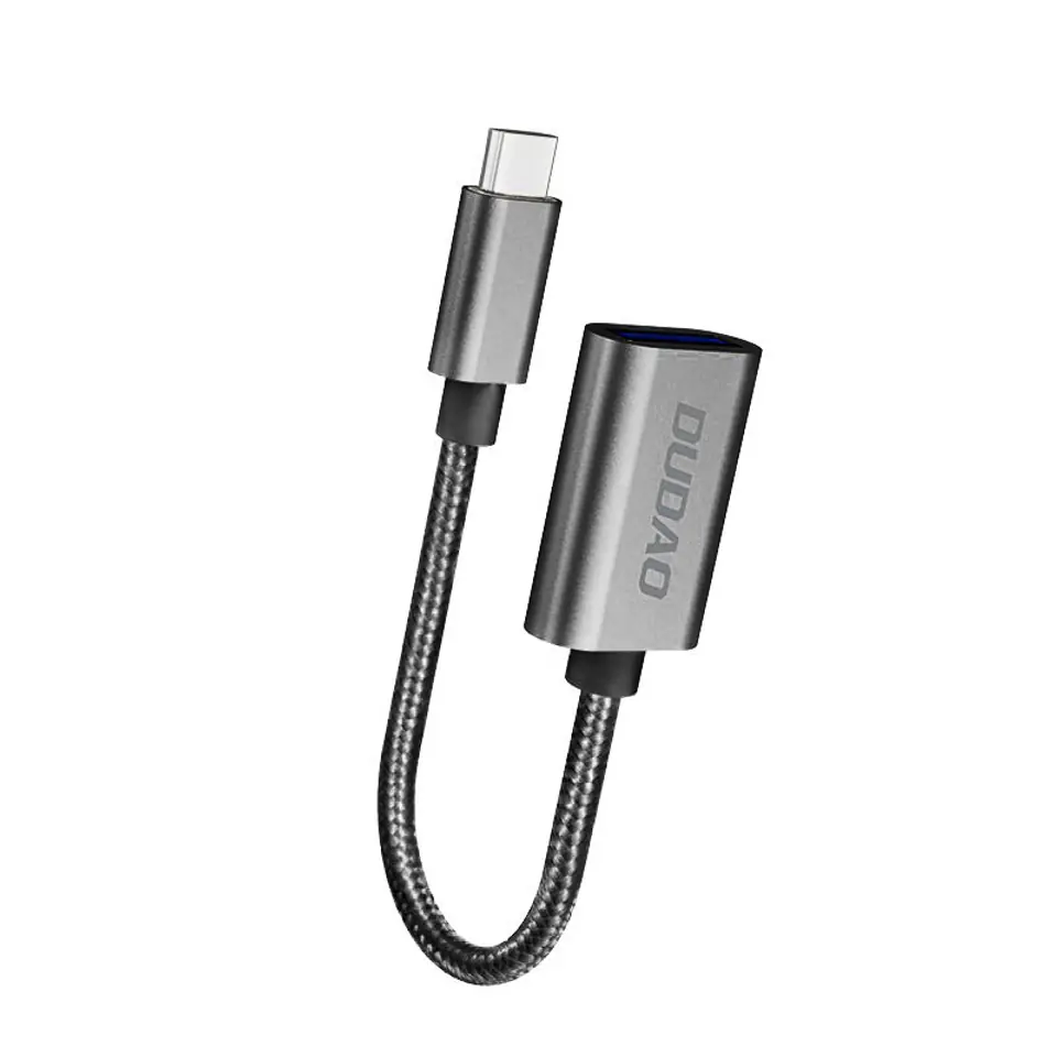 ⁨Dudao adapter przejściówka kabel OTG z USB 2.0 na USB Typ C szary (L15T)⁩ w sklepie Wasserman.eu