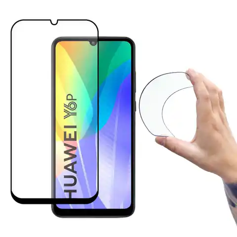 ⁨Wozinsky Full Cover Flexi Nano folia szklana szkło hartowane z ramką Huawei Y6p czarny⁩ w sklepie Wasserman.eu
