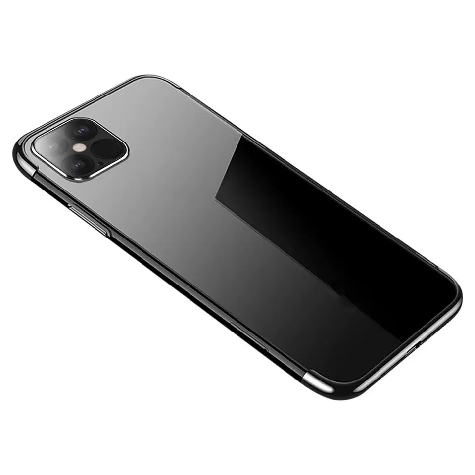 ⁨Clear Color case żelowy pokrowiec etui z metaliczną ramką iPhone 12 Pro Max czarny⁩ w sklepie Wasserman.eu