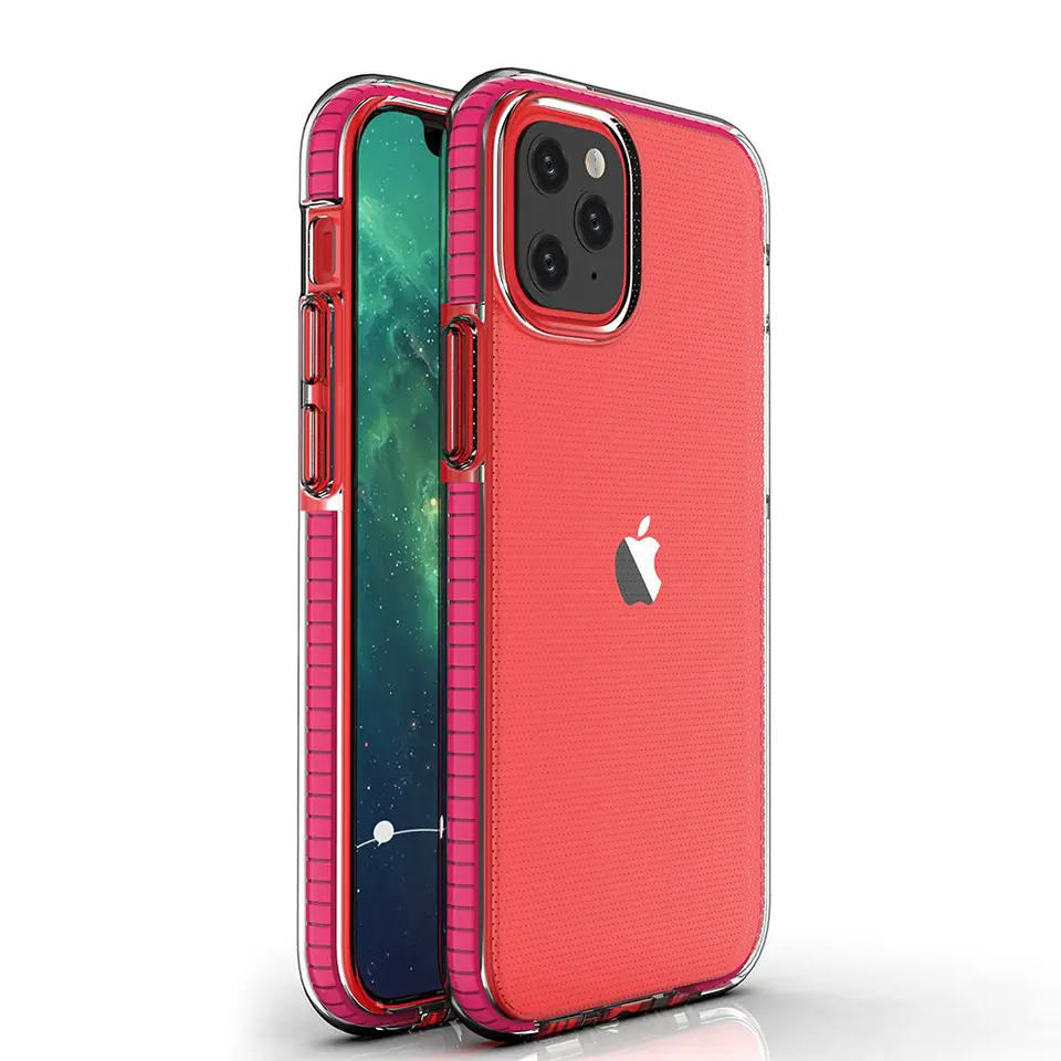 ⁨Spring Case pokrowiec żelowe etui z kolorową ramką do iPhone 12 mini ciemnoróżowy⁩ w sklepie Wasserman.eu