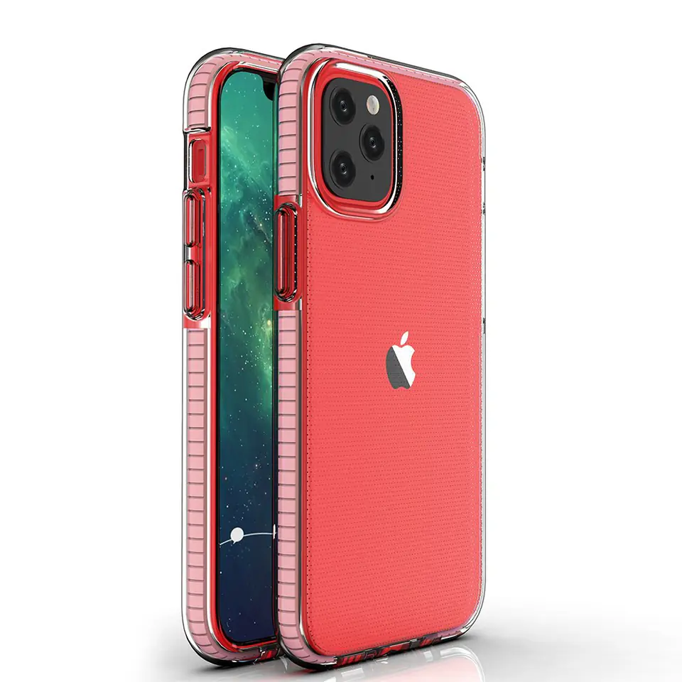 ⁨Spring Case pokrowiec żelowe etui z kolorową ramką do iPhone 12 mini jasnoróżowy⁩ w sklepie Wasserman.eu