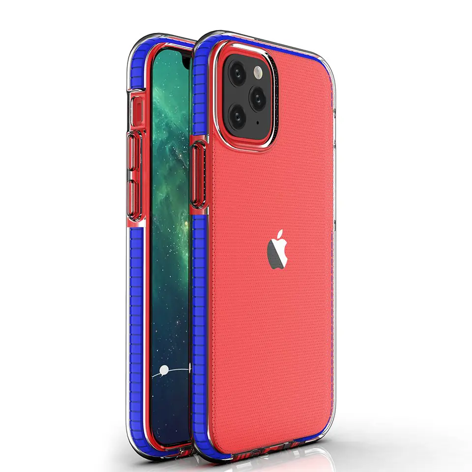 ⁨Spring Case pokrowiec żelowe etui z kolorową ramką do iPhone 12 mini ciemnoniebieski⁩ w sklepie Wasserman.eu