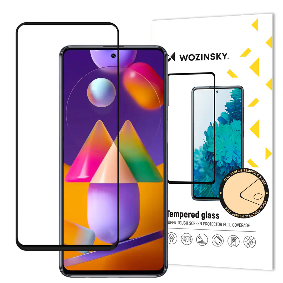 ⁨Wozinsky super wytrzymałe szkło hartowane Full Glue na cały ekran z ramką Case Friendly Samsung Galaxy M51 czarny⁩ w sklepie Wasserman.eu