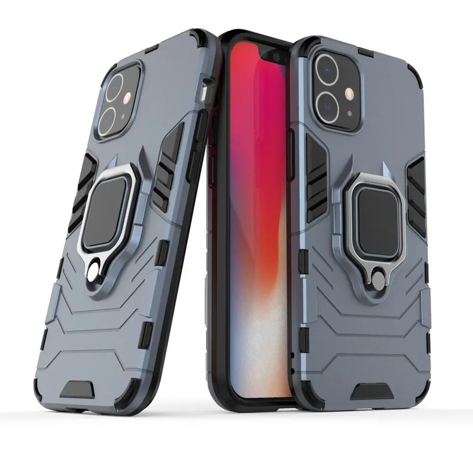 ⁨Ring Armor pancerne hybrydowe etui pokrowiec + magnetyczny uchwyt iPhone 12 mini niebieski⁩ w sklepie Wasserman.eu