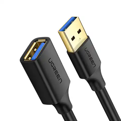 ⁨Ugreen kabel przewód przedłużacz przejściówka USB 3.0 (żeński) - USB 3.0 (męski) 2 m czarny (US129 10373)⁩ w sklepie Wasserman.eu