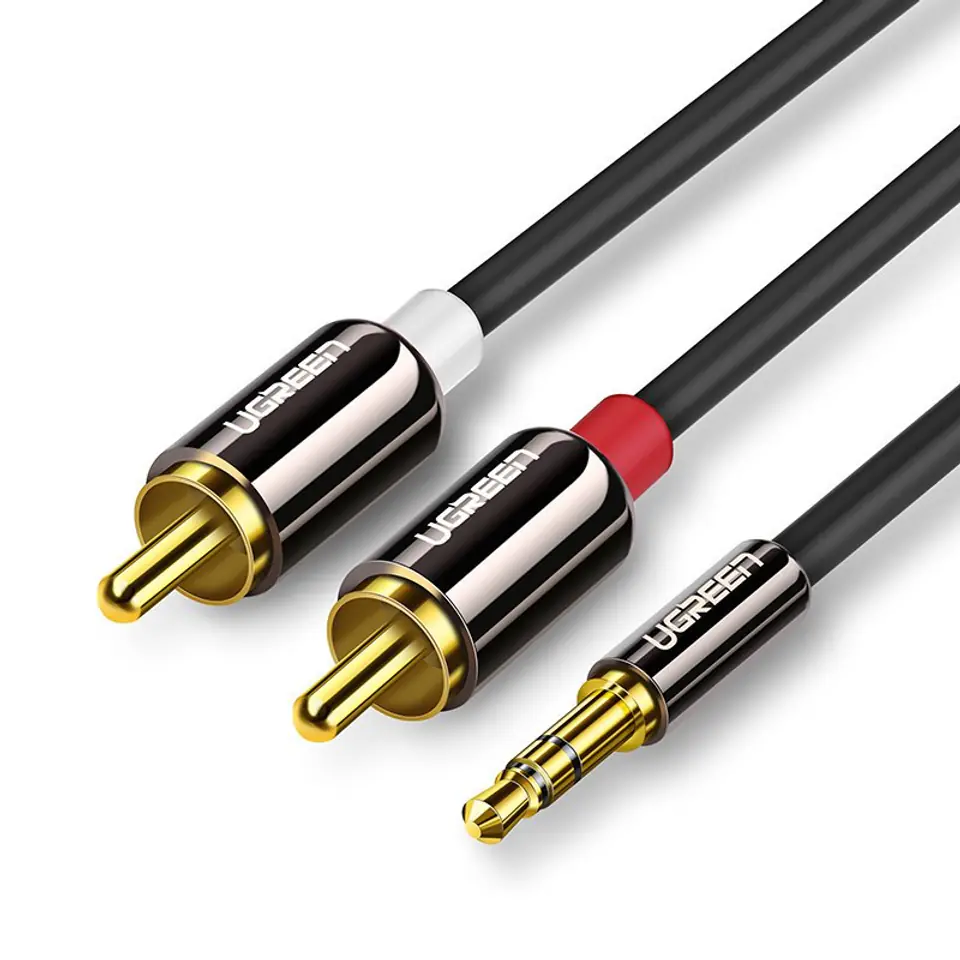 ⁨Ugreen kabel przewód audio 3,5 mm mini jack - 2RCA 2 m czarny (AV116 10584)⁩ w sklepie Wasserman.eu