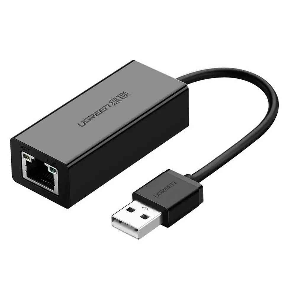 ⁨Zewnętrzna karta sieciowa LAN RJ45 - USB 2.0 100 Mbps - czarny⁩ w sklepie Wasserman.eu