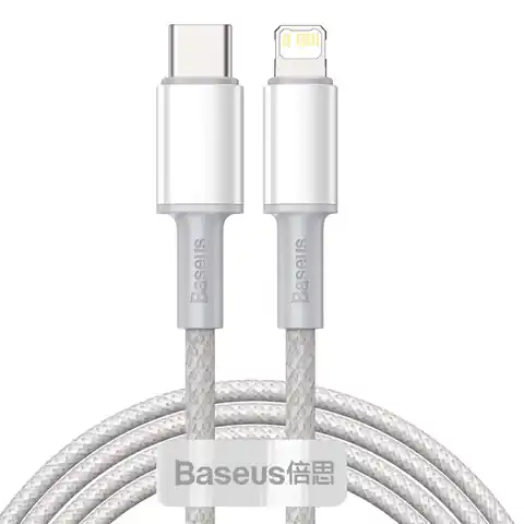 ⁨Baseus kabel USB Typ C - Lightning szybkie ładowanie Power Delivery 20 W 2 m biały (CATLGD-A02)⁩ w sklepie Wasserman.eu
