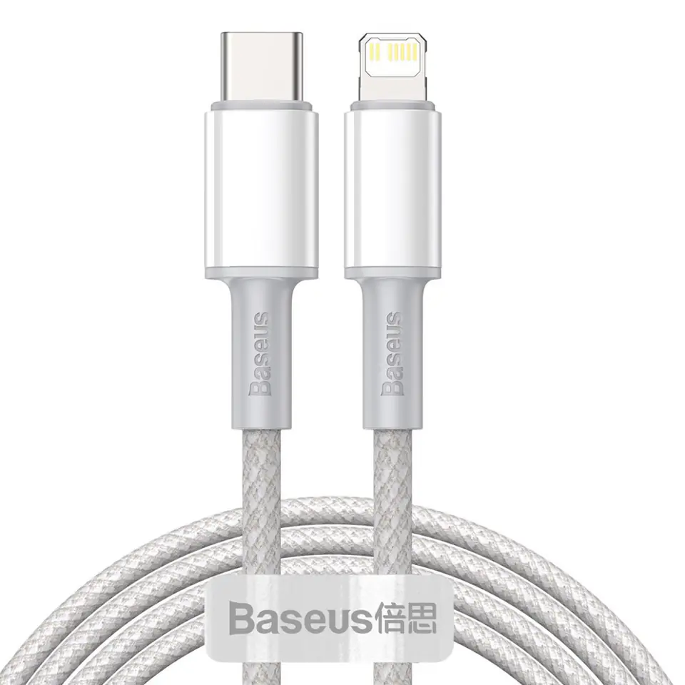 ⁨2m Baseus Cable USB-C Type C to Lightning PD 20W White⁩ at Wasserman.eu