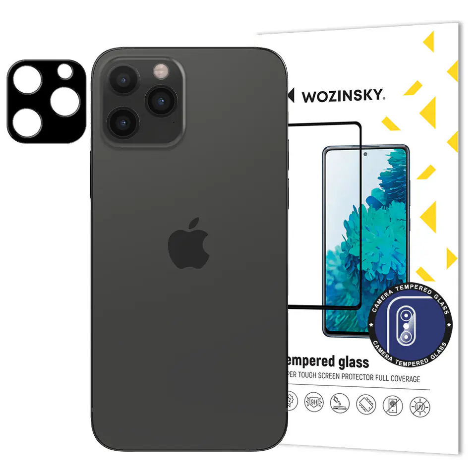 ⁨Wozinsky Full Camera Glass szkło hartowane 9H na cały aparat kamerę iPhone 12 Pro⁩ w sklepie Wasserman.eu