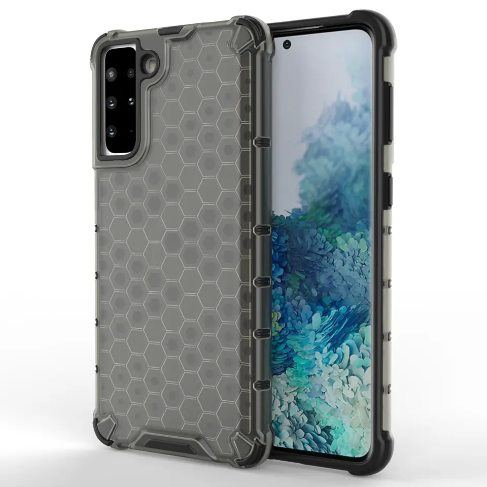 ⁨Honeycomb etui pancerny pokrowiec z żelową ramką Samsung Galaxy S21+ 5G (S21 Plus 5G) czarny⁩ w sklepie Wasserman.eu