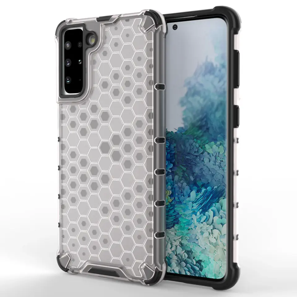 ⁨Honeycomb etui pancerny pokrowiec z żelową ramką Samsung Galaxy S21+ 5G (S21 Plus 5G) przezroczysty⁩ w sklepie Wasserman.eu