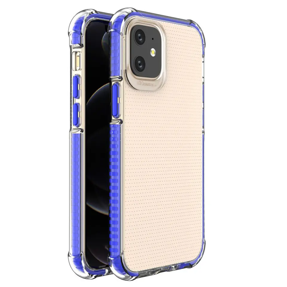 ⁨Spring Armor żelowy elastyczny pancerny pokrowiec z kolorową ramką do iPhone 12 mini niebieski⁩ w sklepie Wasserman.eu