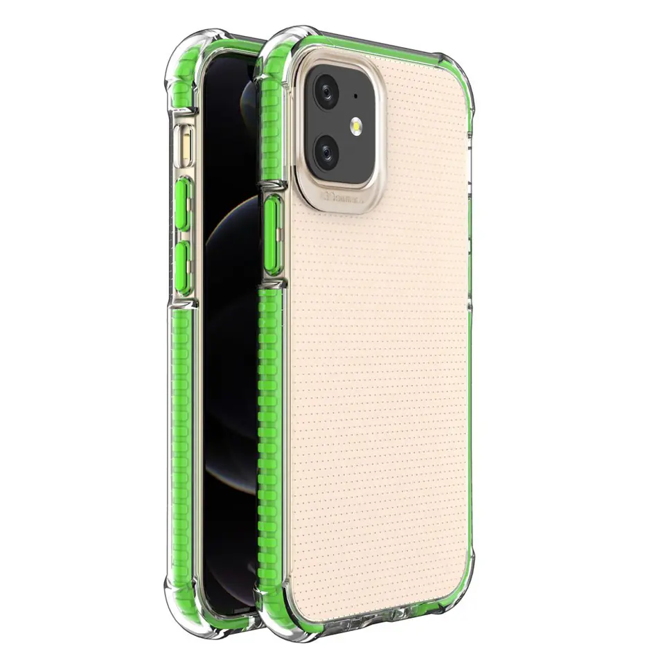 ⁨Spring Armor żelowy elastyczny pancerny pokrowiec z kolorową ramką do iPhone 12 mini zielony⁩ w sklepie Wasserman.eu