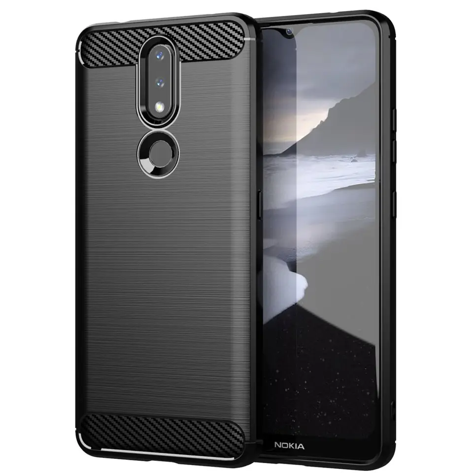 ⁨Carbon Case elastyczne etui pokrowiec Nokia 2.4 czarny⁩ w sklepie Wasserman.eu